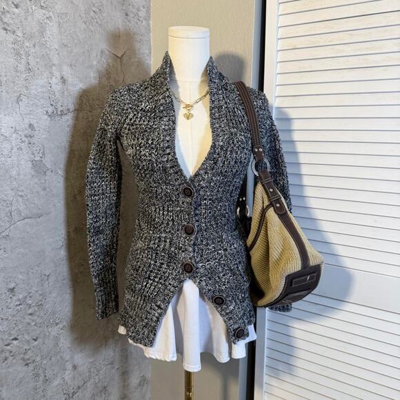 American Eagle Grey Knit Fall Cardigan with buttons - Picture 3 of 6